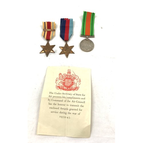 529 - Selection of military WW2 medals HG Brown 1939-45 star, African star and bar defensive medal - with ... 