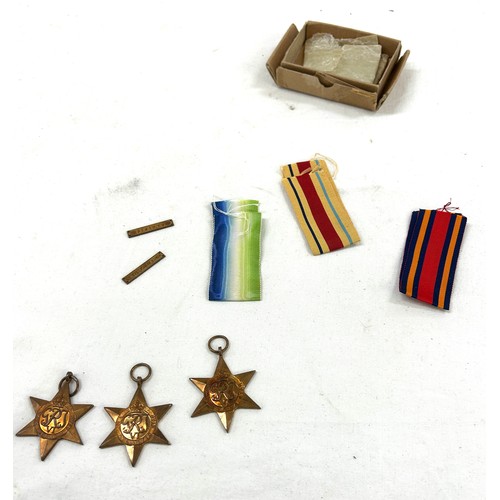 537 - WW2 medals unissued to: Mr G Robinson, Africa star and clasp, Atlantic, Burma with ribbons and box -... 