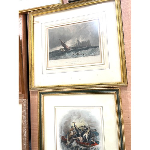 164 - Selection vintage framed prints largest measures approx 13 inches wide 13