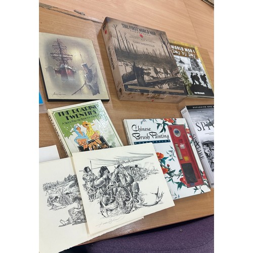 338 - Selection of books to include Formula 1, World war, Spite fire, History print sketches etc