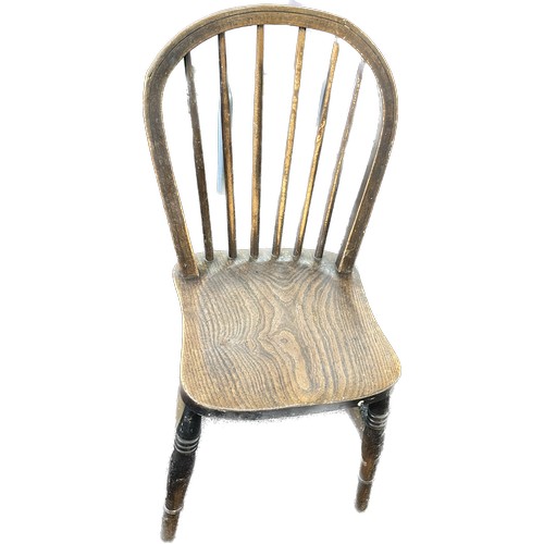 397 - Pair of antique elm stick back kitchen chairs