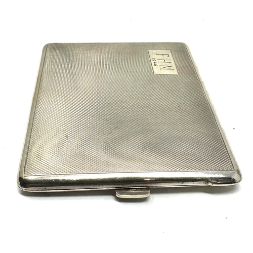 14 - Engine turned silver cigarette case birmingham silver hallmarks weight 138g