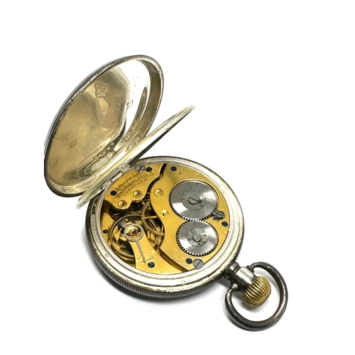 387 - Antique silver open face waltham traveller pocket watch the watch is ticking