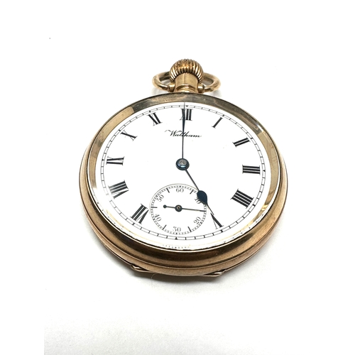 388 - Antique open face Am Watch Co waltham Mass Bond St pocket watch the watch is ticking Dennison 10 yea... 