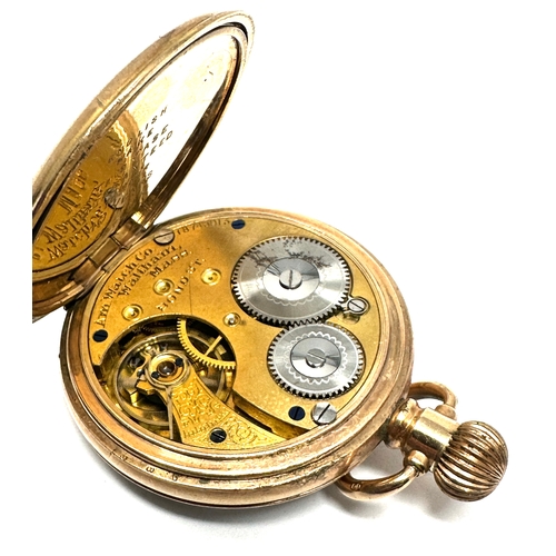 388 - Antique open face Am Watch Co waltham Mass Bond St pocket watch the watch is ticking Dennison 10 yea... 