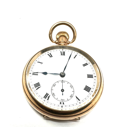 390 - Antique  gold plated open face  pocket watch the watch is ticking