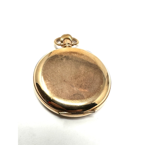 390 - Antique  gold plated open face  pocket watch the watch is ticking