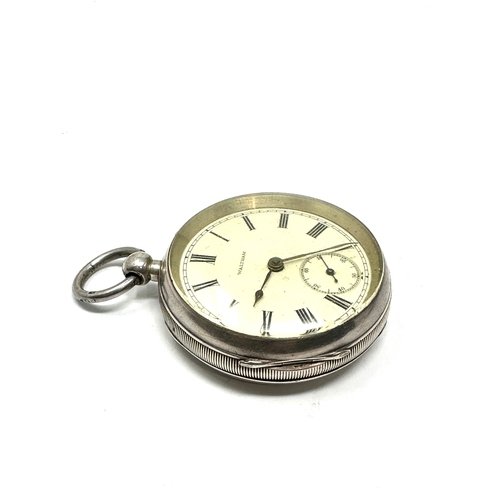 394 - Antique silver open face waltham  pocket watch the watch is ticking