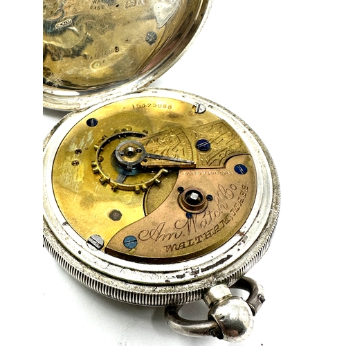 394 - Antique silver open face waltham  pocket watch the watch is ticking