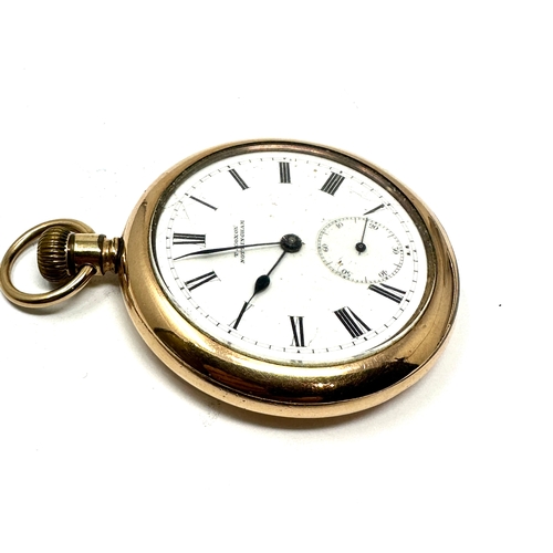 395 - Antique gold plated  t.coxon Nottingham open face  pocket watch the watch is ticking