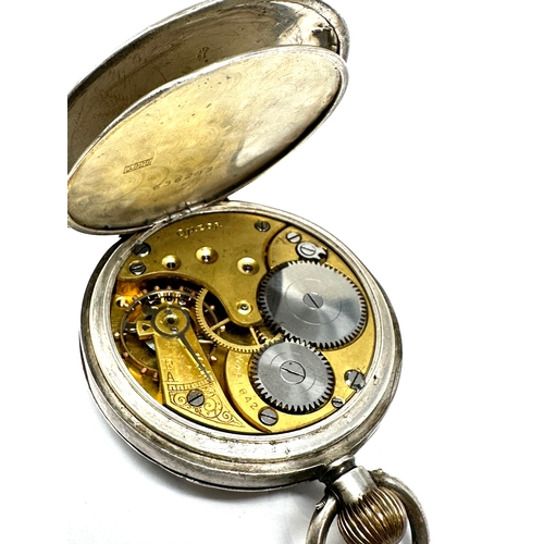 396 - Antique silver open face Omega pocket watch the watch balance spins the watch keep winding