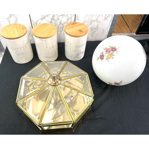 162 - Selection of miscellaneous includes light shades, tea coffe and sugar pot etc