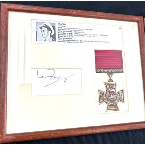 93 - 2 Framed signatures includes Johnson Behrary and Ian edward fraser each measures approximately 11 in... 