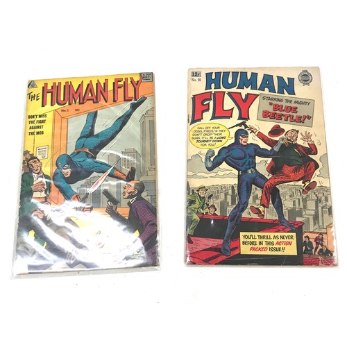 103 - Two vintage comics called 'The Human Fly' but starring 'The Blue Beetle. This was a reprint line. It... 