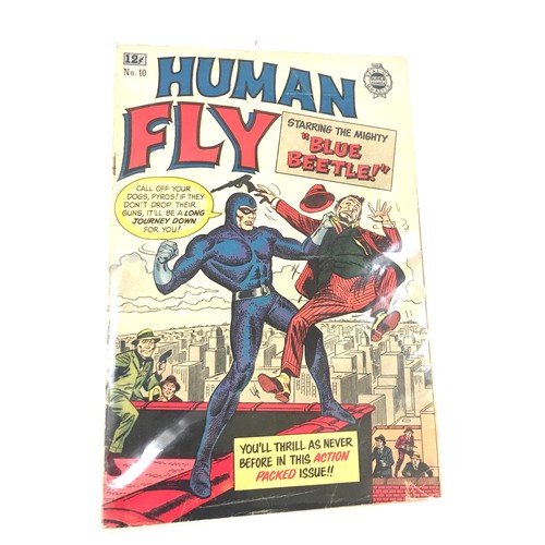 103 - Two vintage comics called 'The Human Fly' but starring 'The Blue Beetle. This was a reprint line. It... 