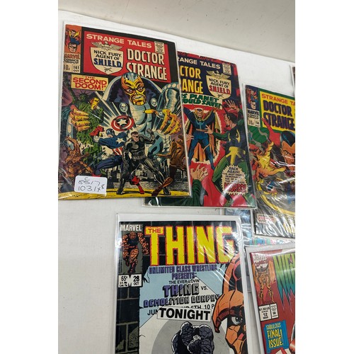 96 - Selection of vintage comics to include Marvel and DC- Doctor strange, The Thing etc