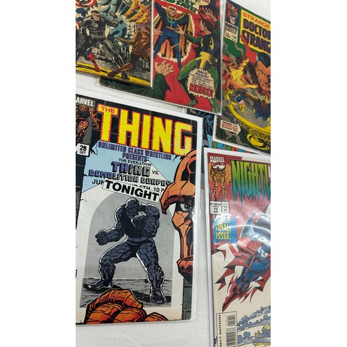 96 - Selection of vintage comics to include Marvel and DC- Doctor strange, The Thing etc