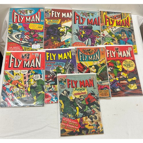 70 - Selection of vintage ' Fly man' comics 9 in total