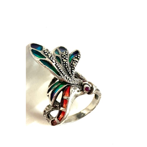 588A - Vintage silver dragon fly ring UK ring size