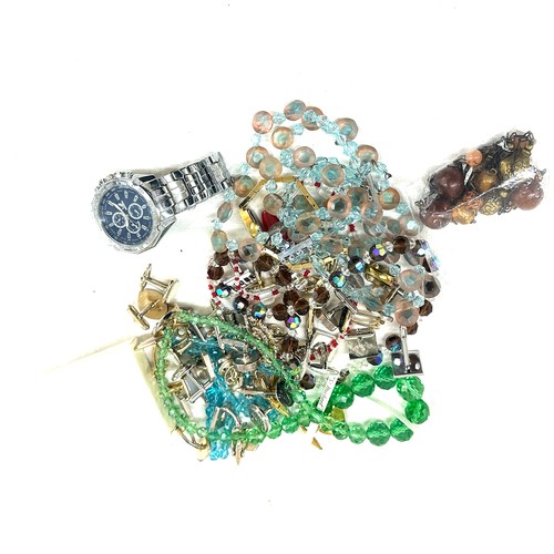 457 - Selection of costume jewellery to include watches, beads, cufflinks etc