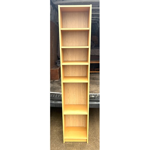 378 - 6 shelf oak bookcase measures approximately 80 inches by 11 inches