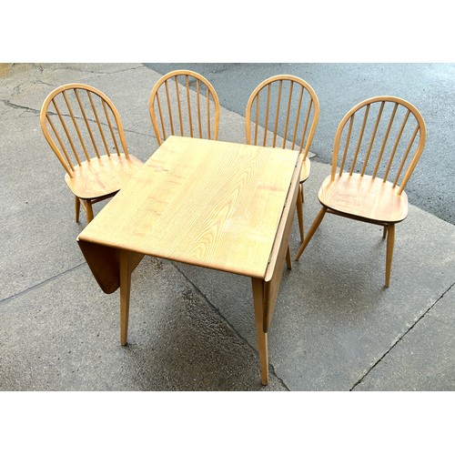 404 - Blonde Ercol drop leaf table and 4 chairs