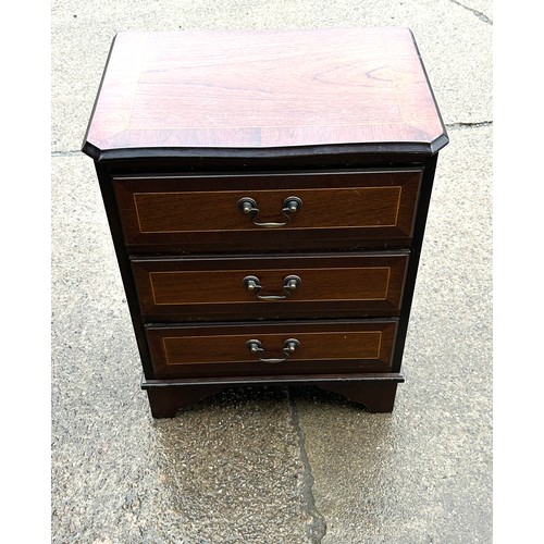 377 - small mahogany 3 drawer chest measures approximately 23 inches tall 18 inches wide 13 inches depth