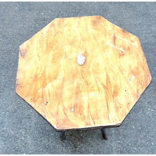 387 - Small bamboo Octagonal plant stand measures approximately 28 inches tall 17 inches