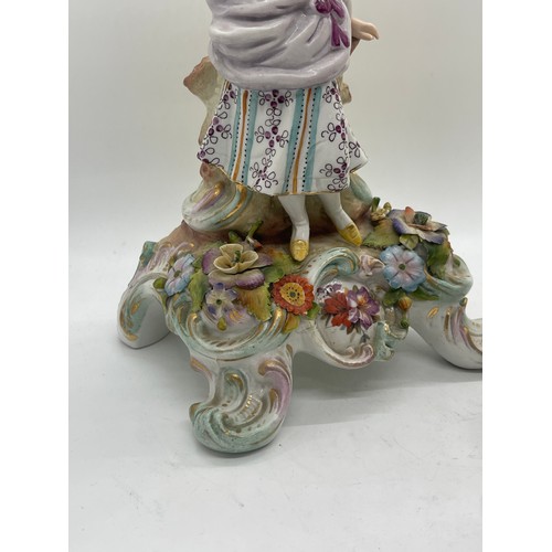 614 - Pair of Capodimonte candle sticks 11 inches tall, A/F