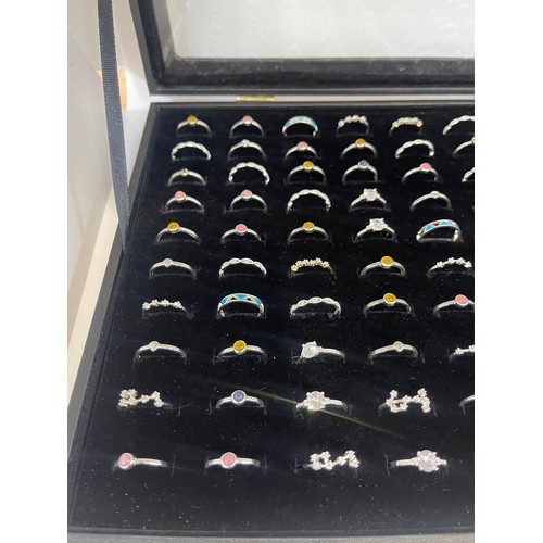 494 - Selection of silver rings approx 100 in total