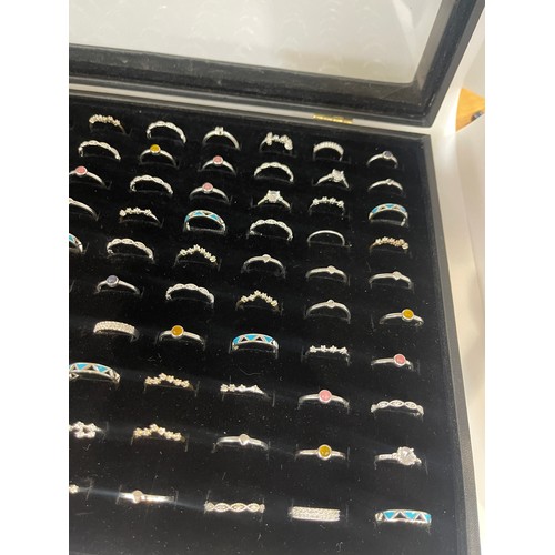 494 - Selection of silver rings approx 100 in total