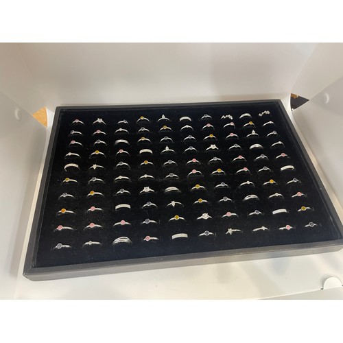 486 - Selection of silver rings approx 100 in total
Ring tray pictured not included