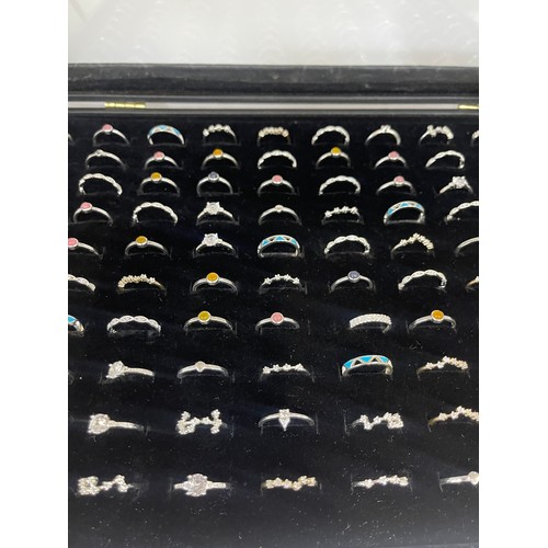 494 - Selection of silver rings approx 100 in total