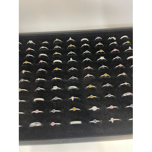 486 - Selection of silver rings approx 100 in total
Ring tray pictured not included