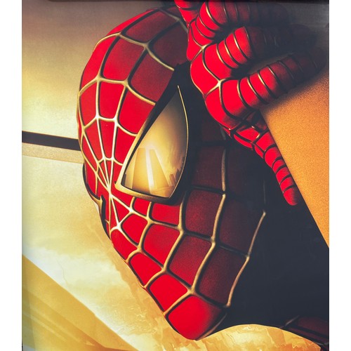 303 - Large Spiderman original vinyl cinema advertising poster featuring twin towers, approximate measurem... 