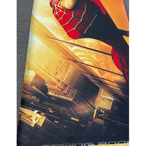 303 - Large Spiderman original vinyl cinema advertising poster featuring twin towers, approximate measurem... 