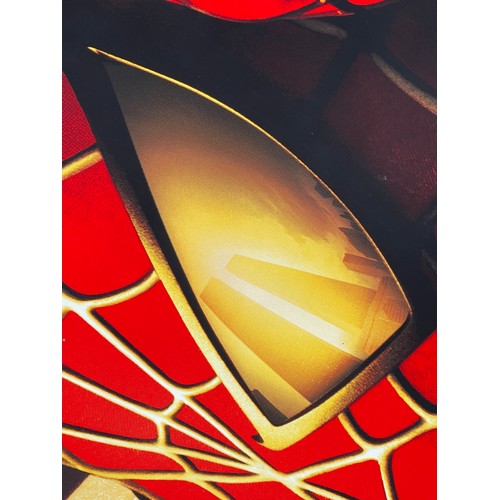 303 - Large Spiderman original vinyl cinema advertising poster featuring twin towers, approximate measurem... 