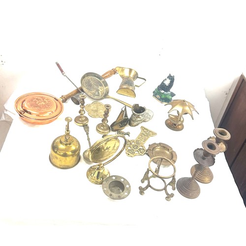 367 - Selection of brassware to include candle sticks, boots etc