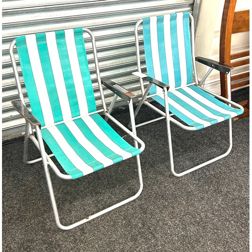 384 - Two vintage folding Mercury beach chairs