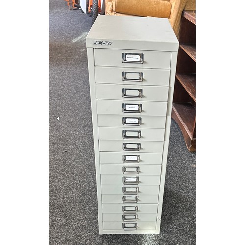 100T - 15 drawer Bisley filing cabinet measures approximately 33 tall 11 wide 15 inches depth