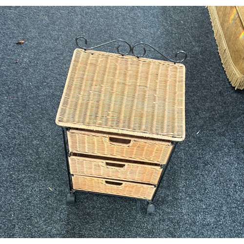 380 - 3 Drawer wicker chest on wheels