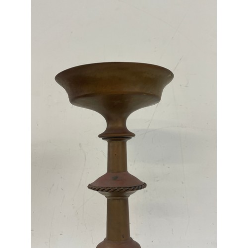 246 - Pair of church brass candlestick holders measures approx