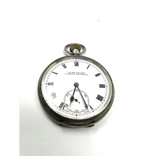 406 - H. SAMUEL .925 SILVER Gents Vintage Pocket Watch Hand-wind Working