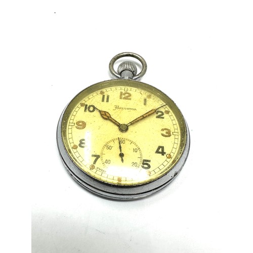 409 - HELVETIA GS/TP Gents Military Issued Pocket Watch Hand-wind not ticking