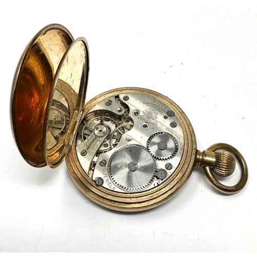 399 - THOMAS RUSSELL Rolled Gold Full Hunter Gents Pocket Watch Hand-wind Working