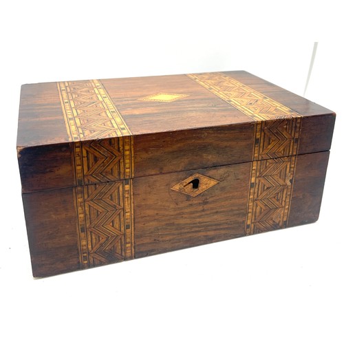 548 - Victorian marquetry sewing box complete with fitted interior