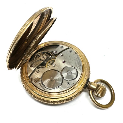 400 - THOMAS RUSSELL Rolled Gold Full Hunter Gents Pocket Watch Hand-wind Working