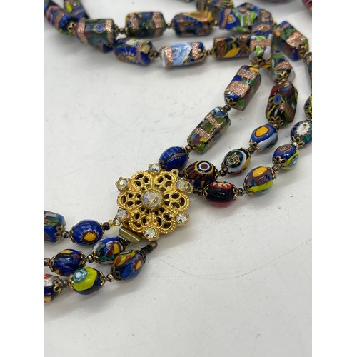 463 - Vintage Murano glass millefiori bead necklaces x2