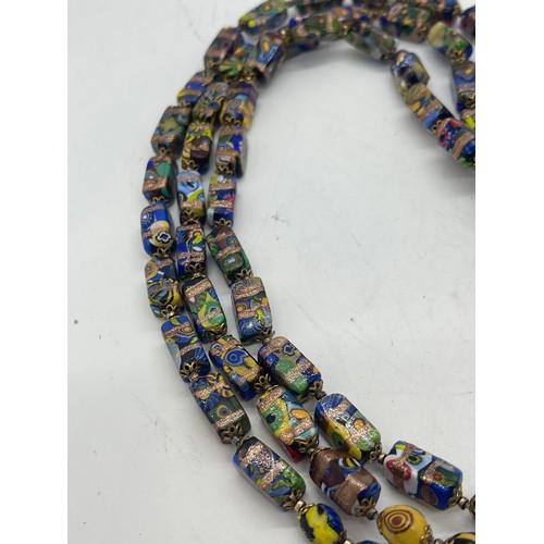 463 - Vintage Murano glass millefiori bead necklaces x2