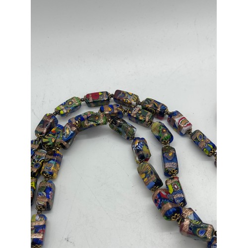 463 - Vintage Murano glass millefiori bead necklaces x2